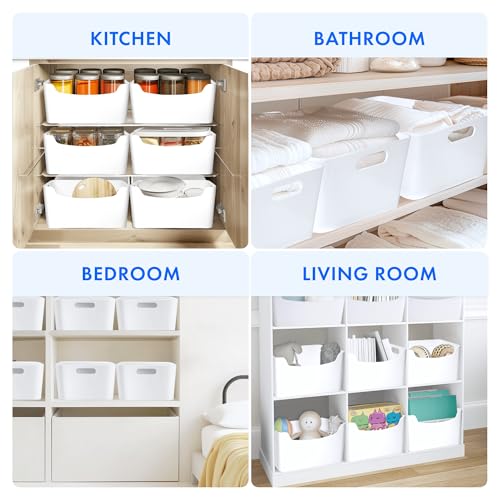 FINESSY White Plastic Storage Bins for Pantry with Handle 2 Pack - Image 4