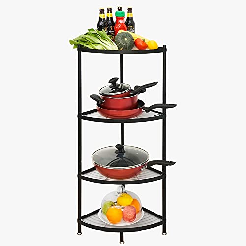 E&F Building Kitchen Corner shelf 4 Tier Black Standing Corner - Image 3