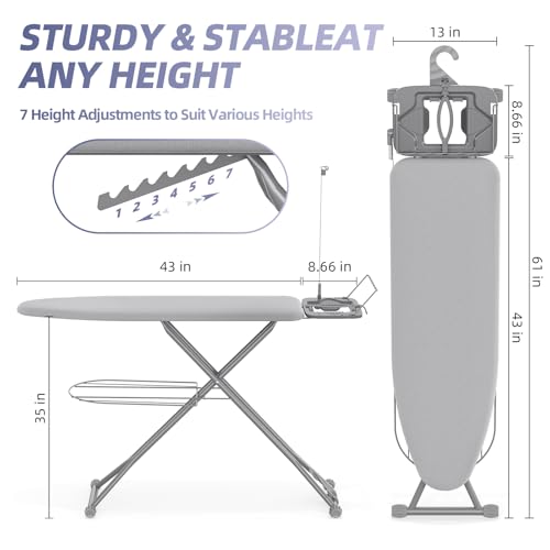 Multi Functional Ironing Board with Clothes Shelf and Cord Holder - Image 3
