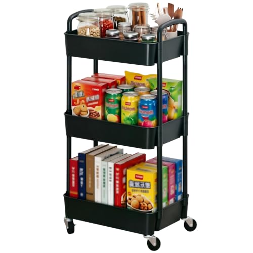 Sywhitta 3-Tier Plastic Rolling Utility Cart with Wheels - Image 2