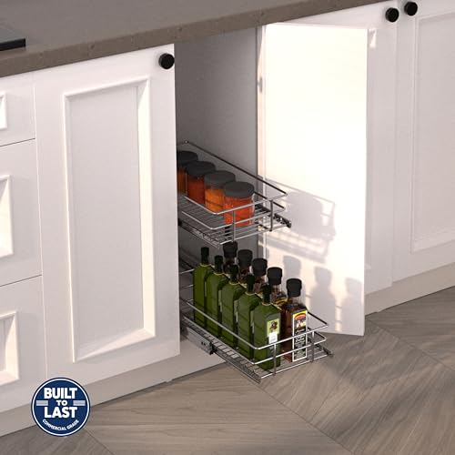 JOWBOOW 2-Tier Narrow Cabinet Pull Out Shelves, 8" W | All Products - Image 3