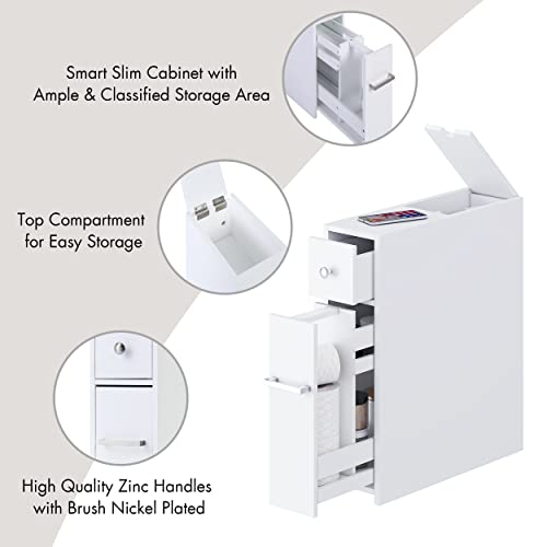 Spirich Slim Bathroom Storage Cabinet with Toilet Paper Holder - Image 7