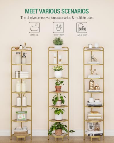 Hzuaneri Corner Shelf Stand, 7-Tier Glass Bookshelf Bookcase - Image 7