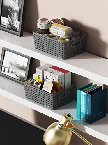 WYT Weave Storage Organizer Baskets, Grey 6-Pack Plastic Woven - Image 6