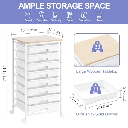 SYKIARIOL Rolling Storage Cart with Drawers, 8 Drawers Utility - Image 3