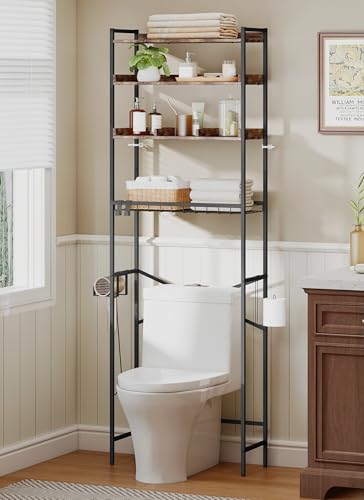 4 Tier Over The Toilet Storage Shelf with 3 | Bathroom Organizatio - Image 2