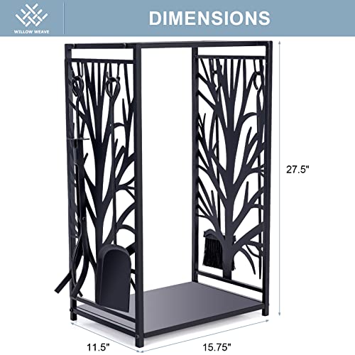 Firewood Rack Indoor with Tools, Fire Log Holder for Fireplace - Image 4