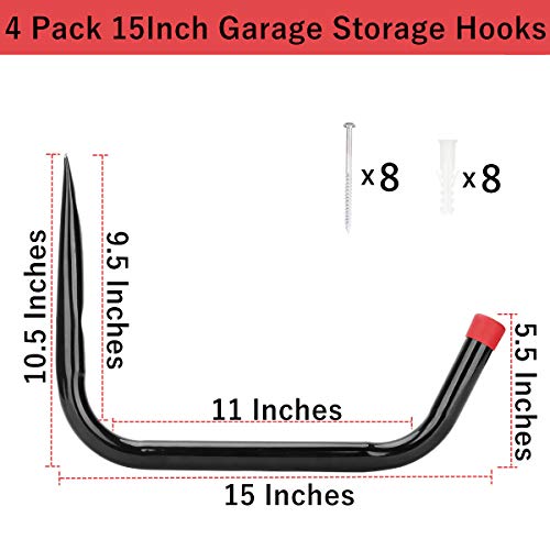 Heavy Duty Garage Storage Hooks,15Inch Jumbo Arm Kayak - Image 4