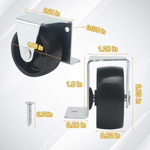 2 Inch Low Profile Caster Wheels for Trundle Bed, Cabinet - Image 3