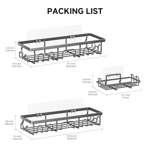 Shower Caddy, 3 Pack Shower Shelves for Inside Bathr | All Products - Image 3