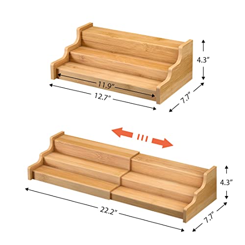Spice Rack Kitchen Cabinet Organizer- 3 Tier Bamboo - Image 7