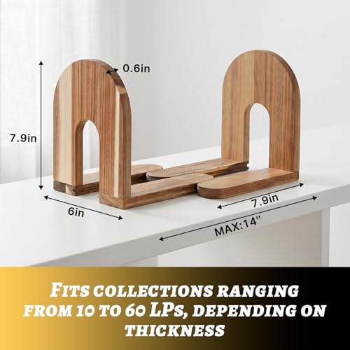 NANXITU Adjustable Vinyl Record Holder,Solid Acacia Wood - Image 3