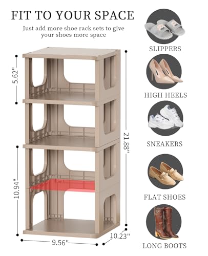 HAIXIN Narrow Shoe Rack - 5-Tier Stackable Shoe Storage Stand - Image 3