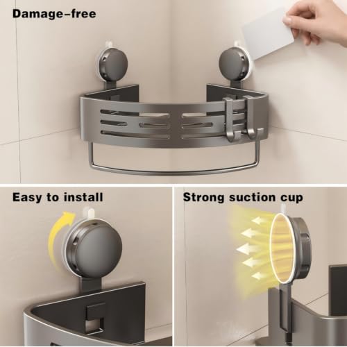 VOLPONE Corner Shower Caddy Suction Cup Shower Shelf Corner No - Image 5