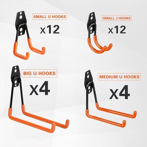 Steel Garage Storage Hooks - 32 Pack Anti-Slip Coating - Image 5