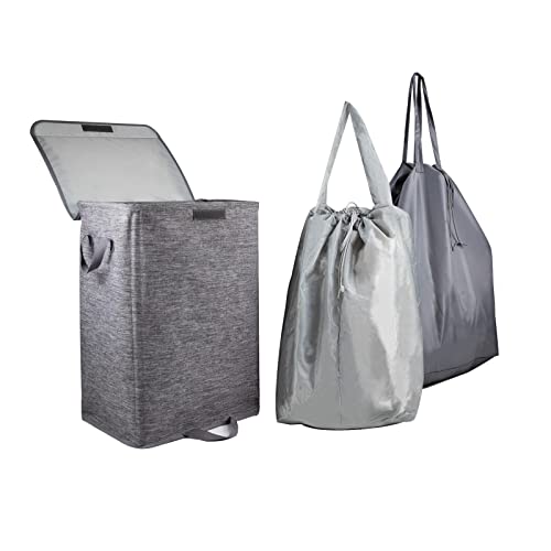 Foldable Laundry Hamper with 2 Removable Drawstring - Image 2