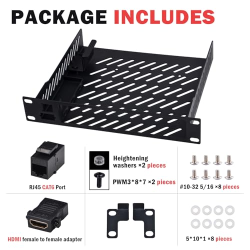 GeeekPi 10inch 1U Mini PC Rack Mount Shelf with RJ45 CAT6 Port & - Image 4