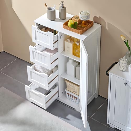 Yaheetech Small Bathroom Storage Cabinet with 4 Drawers & - Image 6