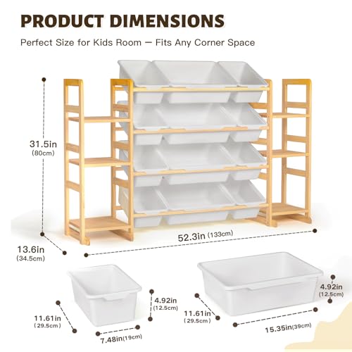 Wooden Toy Storage Organizer with 6 Shelves and 12 Bins, Toy - Image 3