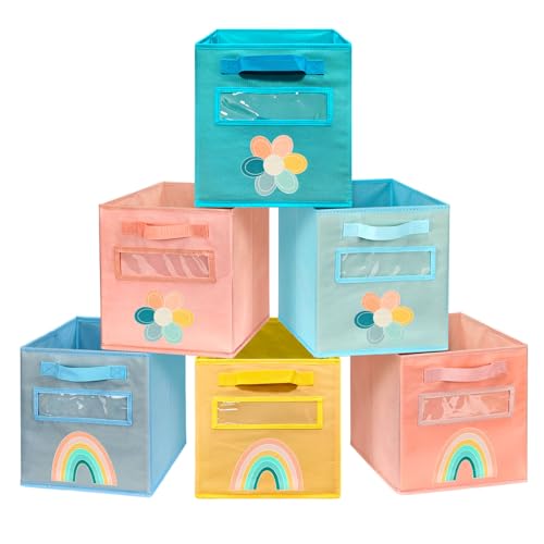 ABCKEY 11 Inch Cube Storage Bins 6 Pack with Handle - Image 2