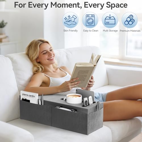 Couch Armrest Caddy with Cup Holder, Portable Sofa Armrest - Image 7