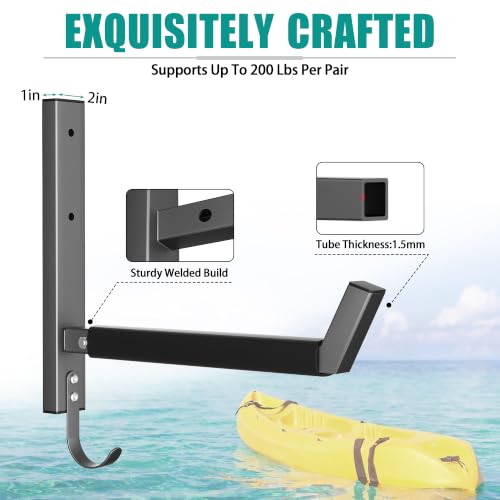 Wall Mounted Kayak Storage Rack, Kayak Holder with Paddle Hooks - Image 4