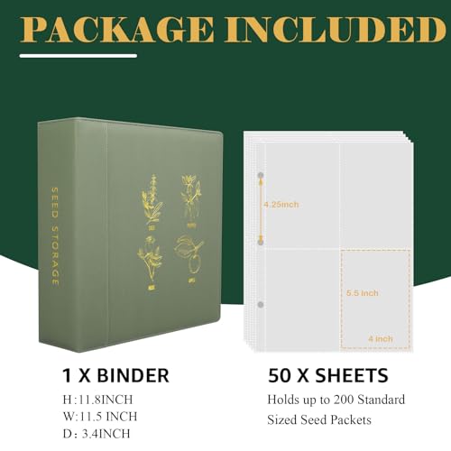 Seed Storage Organizer, Binder with 50 Pack Sleeves - Image 4