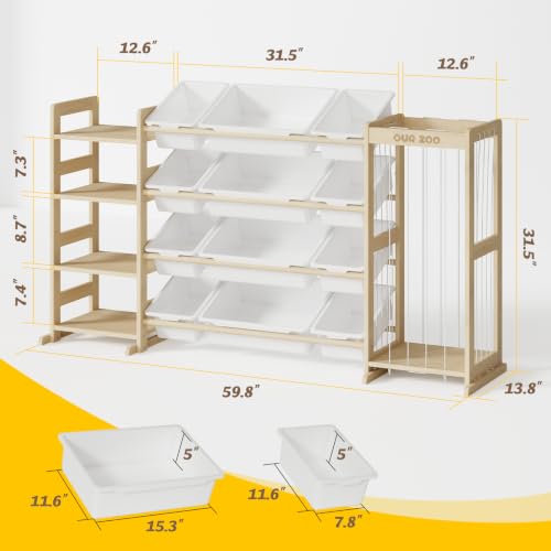 Large Kids Toy Storage Organizer with 12 Plastic Bins, 59 inch - Image 3