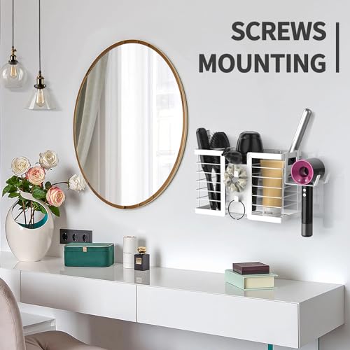 FUNKYLEE 3-in-1 Universal Hair Tool Organizer Wall Mount, White - Image 7