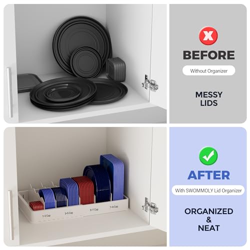 SWOMMOLY Expandable Food Container Lid Organizer for Kitchen - Image 5