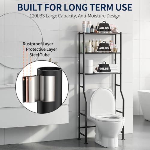 Livilord 3-Tier Over Toilet Storage Rack, Anti-Wobble, Black - Image 6