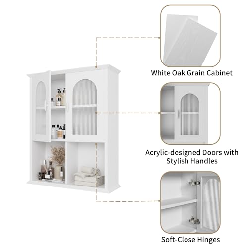 CJL Bathroom Wall Cabinet with Fluted Door, 23.6'' x 29.5'' - Image 7