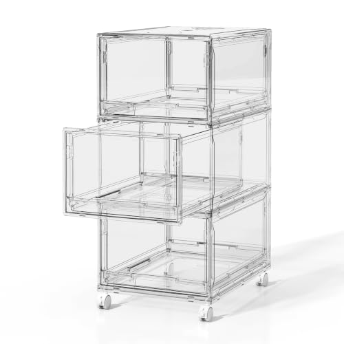 Large Clear Storage 3 Drawer Organizer with Wheels for Closet - Image 2