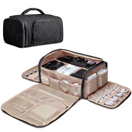 Marscamd Cable Organizer Bag for Travel Cords & Chargers, Black - Image 2