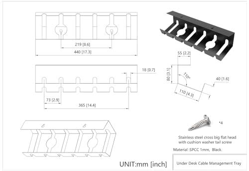2 Pcs of Under Desk Cable Management Tray for Easy Mounting - Image 3