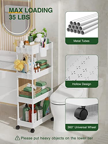 LEHOM Slim Rolling Storage Cart - 4 Tiers Bathroom Organizer - Image 6