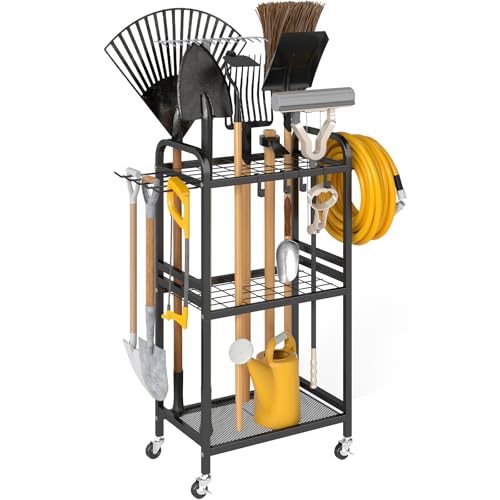 Hadulcet Garden Tool Organizer with Wheels, Yard Tool | Garage Storage - Image 2