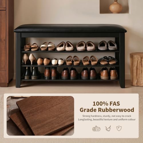 Solid Wood Shoe Rack Bench for Entryway,Entryway Bench - Image 4