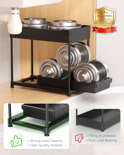 Sevenblue 3-Pack 2-Tier Under Sink Organizers with Sliding Drawers