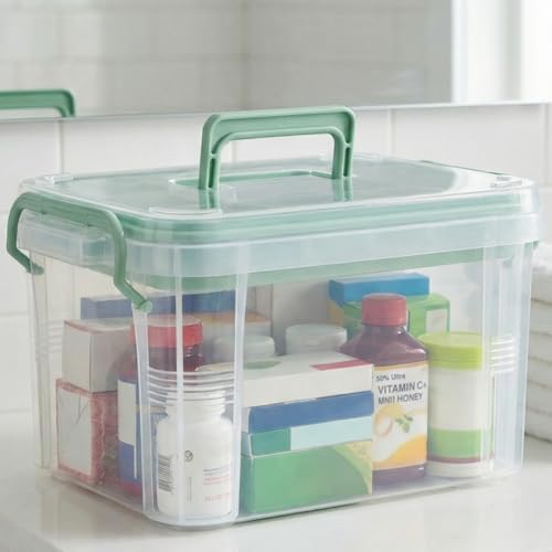 Goaste 15QT Clear Medicine Organizer Box with Handle - Image 2