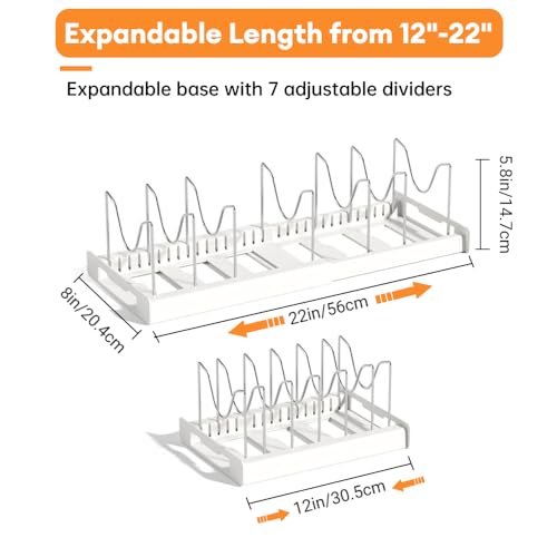 Expandable Pot and Pan Organizer Rack for Cabinet, Pot Lid - Image 3