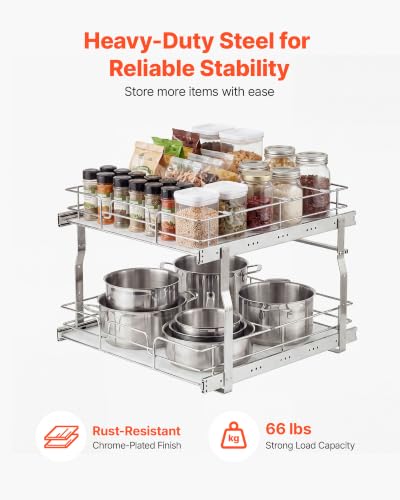 VEVOR 2 Tier Pull Out Cabinet Organizer 20" W x 21.22" D - Image 6