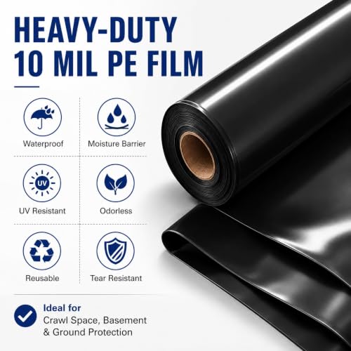 10'x100' Black Crawl Space Vapor Barrier - Image 3