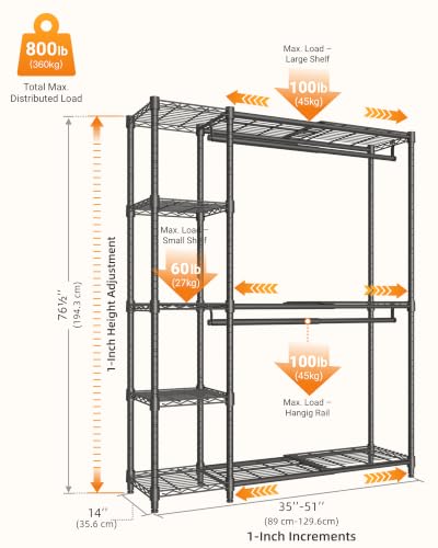 Expandable Clothes Rack with Shelves for Heavy Duty Closet - Image 3
