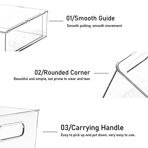 4 Pack Refrigerator Organizer Bins with Pull-out Drawer Stackable - Image 6