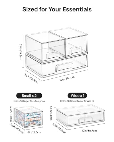 Vtopmart Clear Stackable Storage Drawers Set of 5, Plastic - Image 3