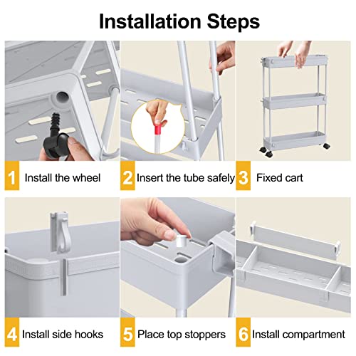 SPACELEAD Slim Storage Cart 4 Tier,Bathroom Organizer Rolling - Image 6