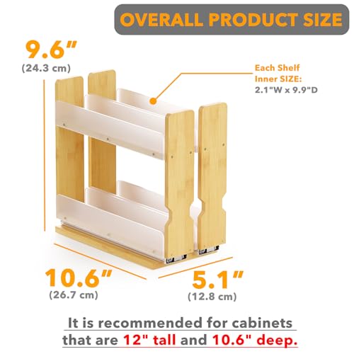 SpaceAid Bamboo Pull Out Spice Rack Organizer for Cabinet, Heavy - Image 4