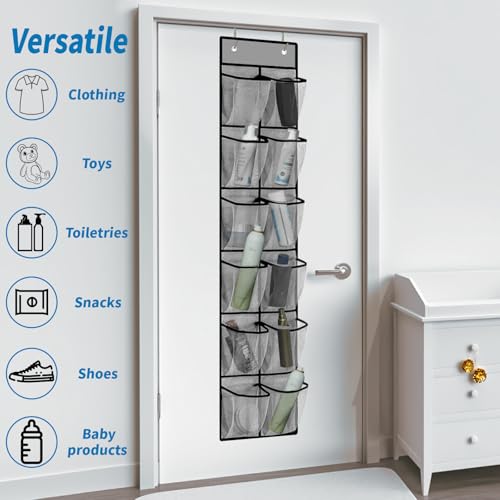 MSLOVE Narrow Over The Door Shoe Organizer, 12 Large Mesh Pockets - Image 5