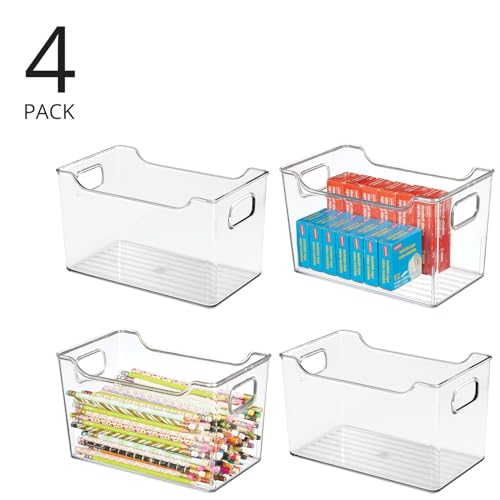 mDesign Deep Plastic Office Storage Bins with Handles - Image 4